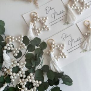 Yıldız Desenli İnci Anahtarlık 25 Adet