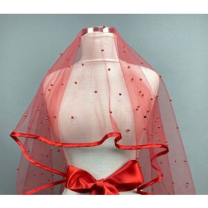 Incili Kırmızı Duvak Seti