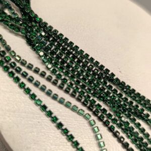 Yeşil Beyoğlu Swarosvki  Taşlı Şerit Zincir (1 Metre )