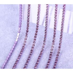 Pembe Beyoğlu Swarosvki  Taşlı Şerit Zincir (1 Metre)