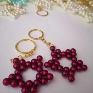 Bordo Renk Yıldız Anahtarlık (15 Adet )