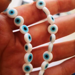 Beyaz Akrilik Nazar Boncuğu 8 mm (20 adet )