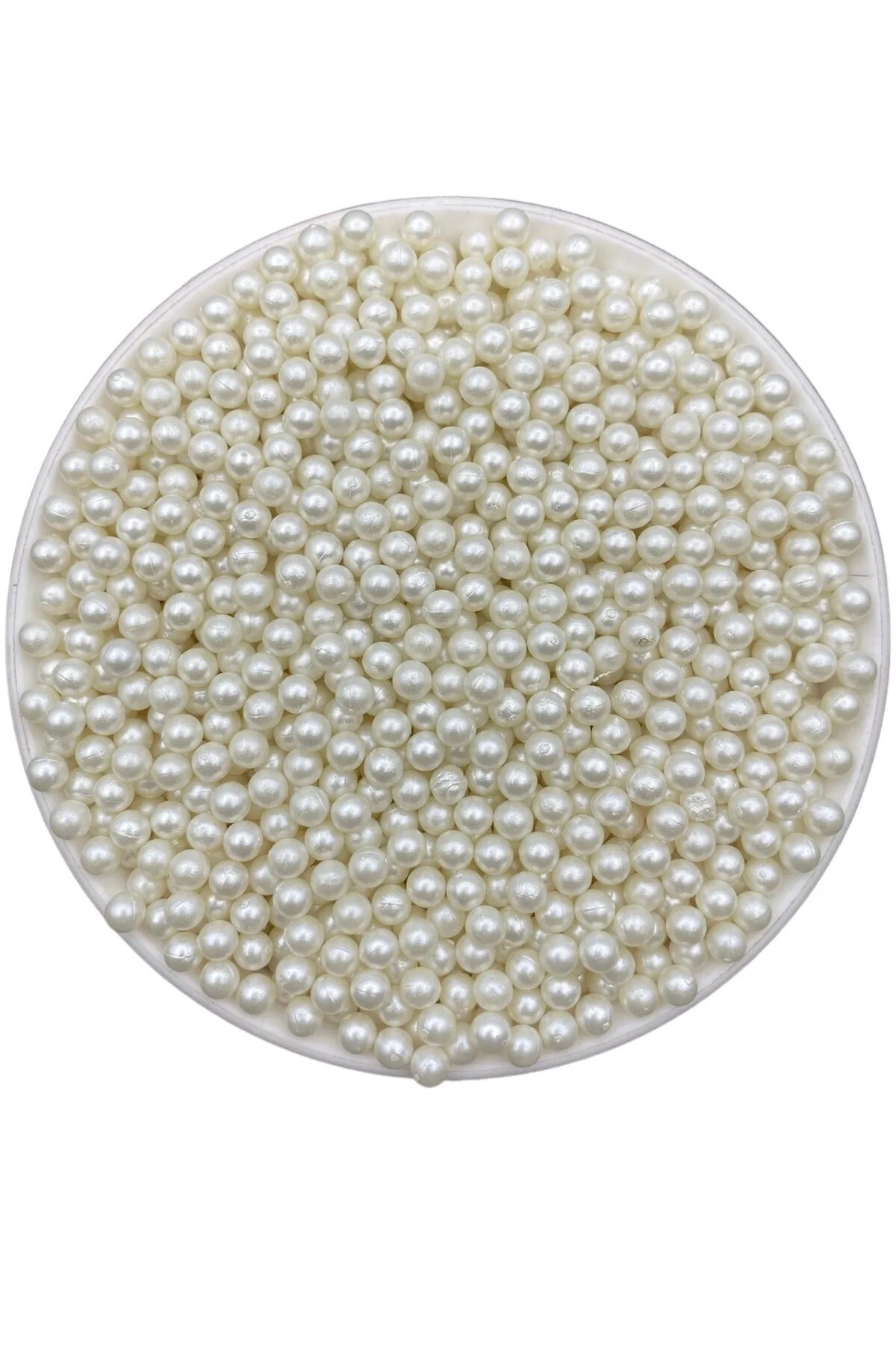 4,6,8 mm Beyaz Deliksiz Inci Boncuk Paketi 75 gr (855 + Adet Boncuk ) - Görsel 3