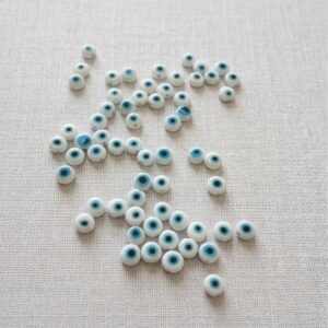 Beyaz Nazar Boncuğu Akrilik 25 Adet 5mm