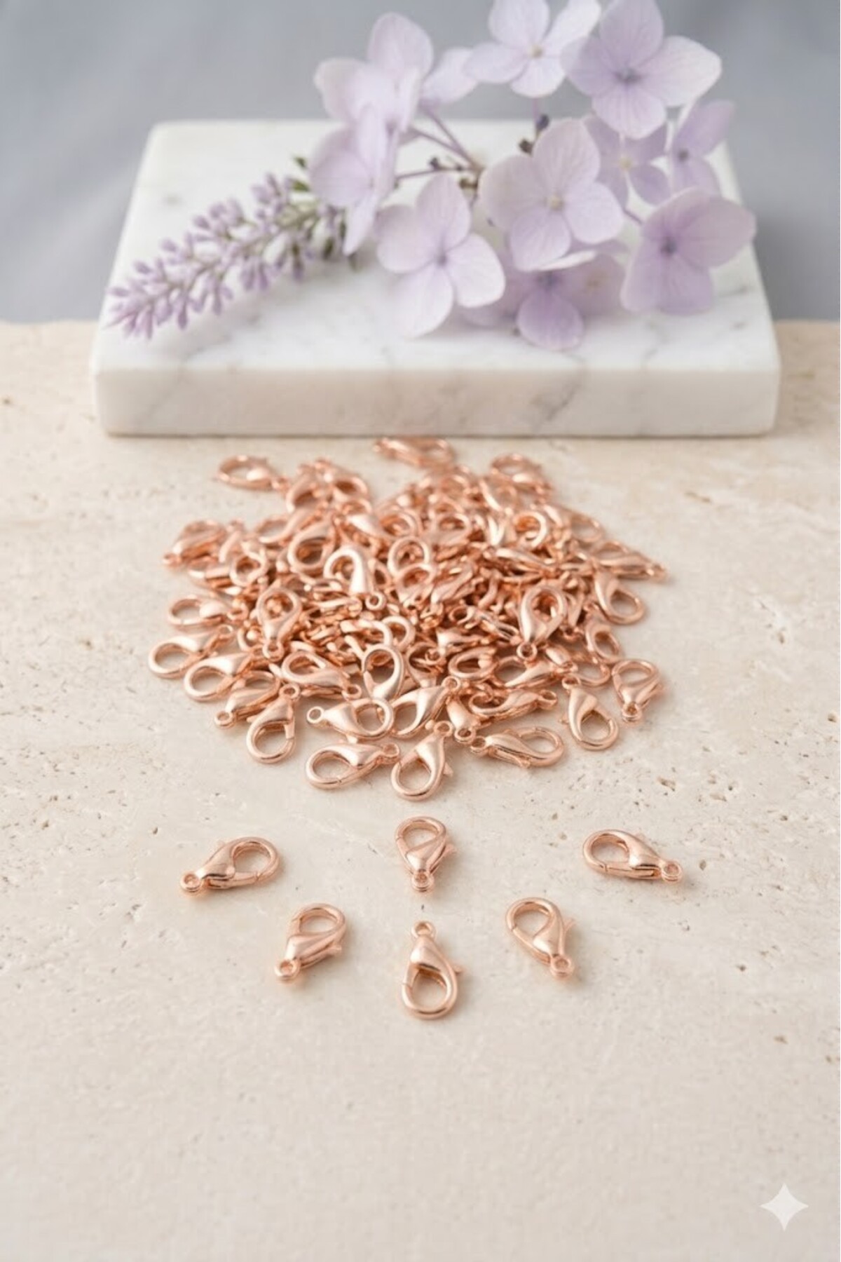 Papağan Klips, Kilit Kanca, Papağan Kapama Klips, Kolye Ve Bileklik Kilidi Rose Gold Kaplama 40 Adet - Görsel 2