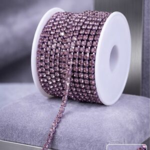 Pembe Beyoğlu Swarosvki  Taşlı Şerit Zincir (1 Metre)